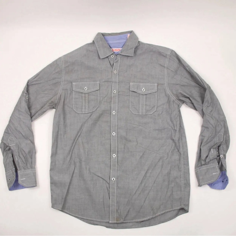 Men's Michael Brandon Gray Button Up Long Sleeve Shirt